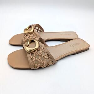 Schutz Olga Embroidery Synthetic Sandals Women's Brown Size US9.5B EU39.5